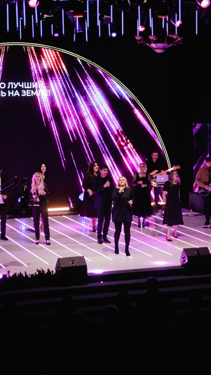 Melitopol Christian Church stage with a large ArtePixel LED wall