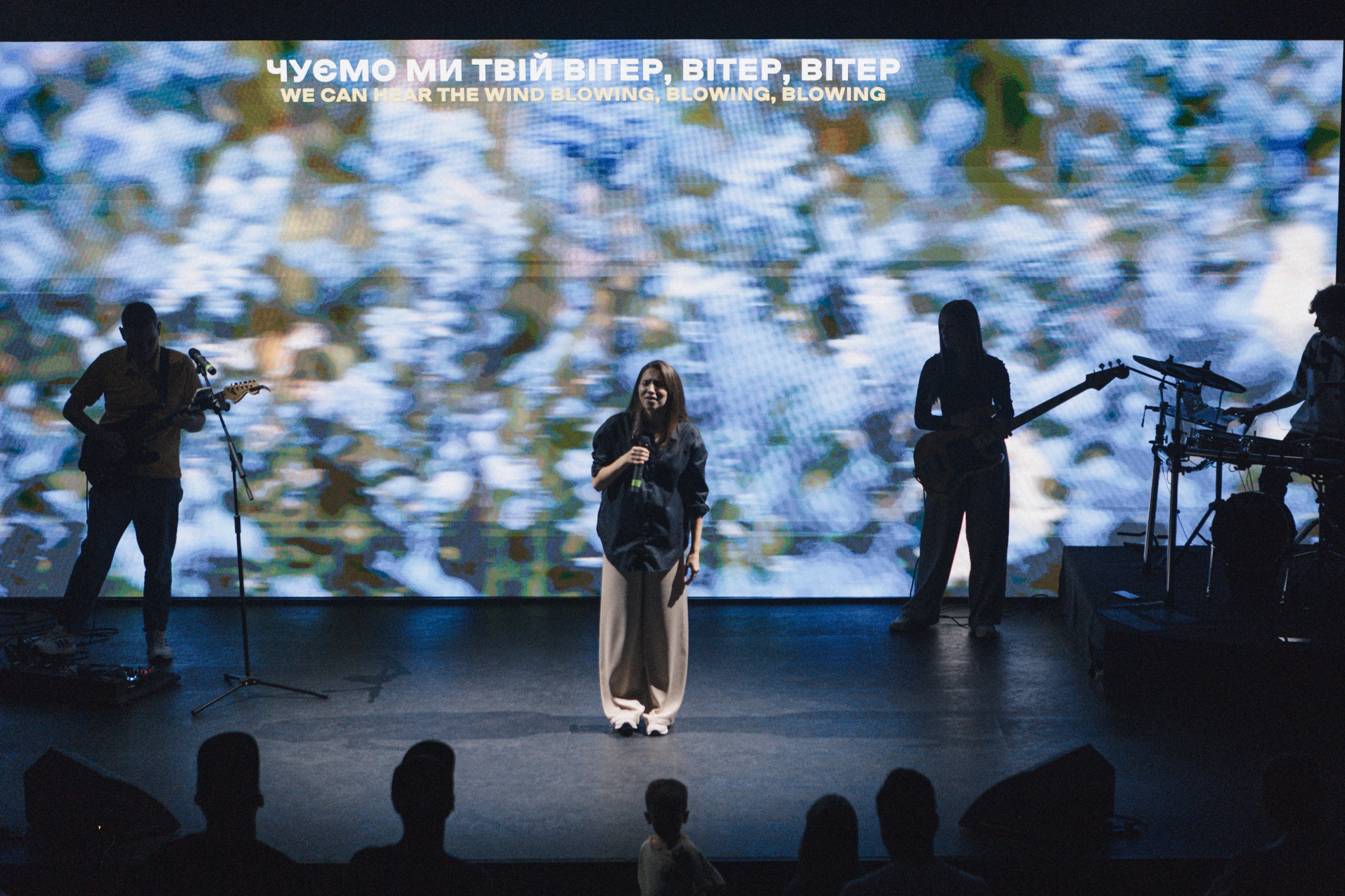 Worship at Victory Church Mykolaiv in front of the wide ArtePixel VIVO P2.5 LED screen